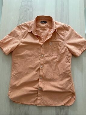 Fred Perry Men's Short Sleeve Button-Down Oxford Shirt - Peach